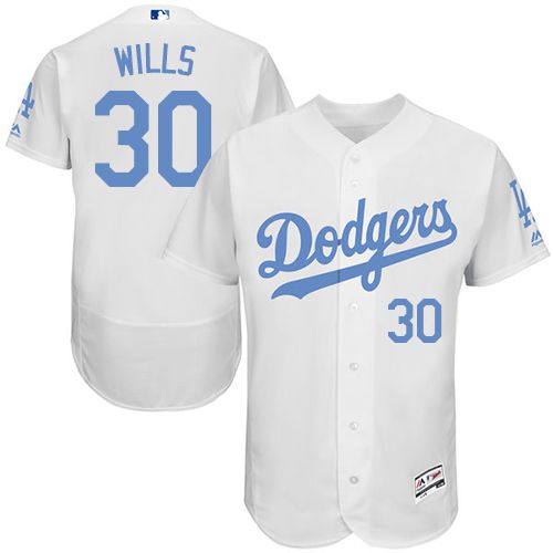 Dodgers #30 Maury Wills White Flexbase Authentic Collection Father's Day Stitched MLB Jersey